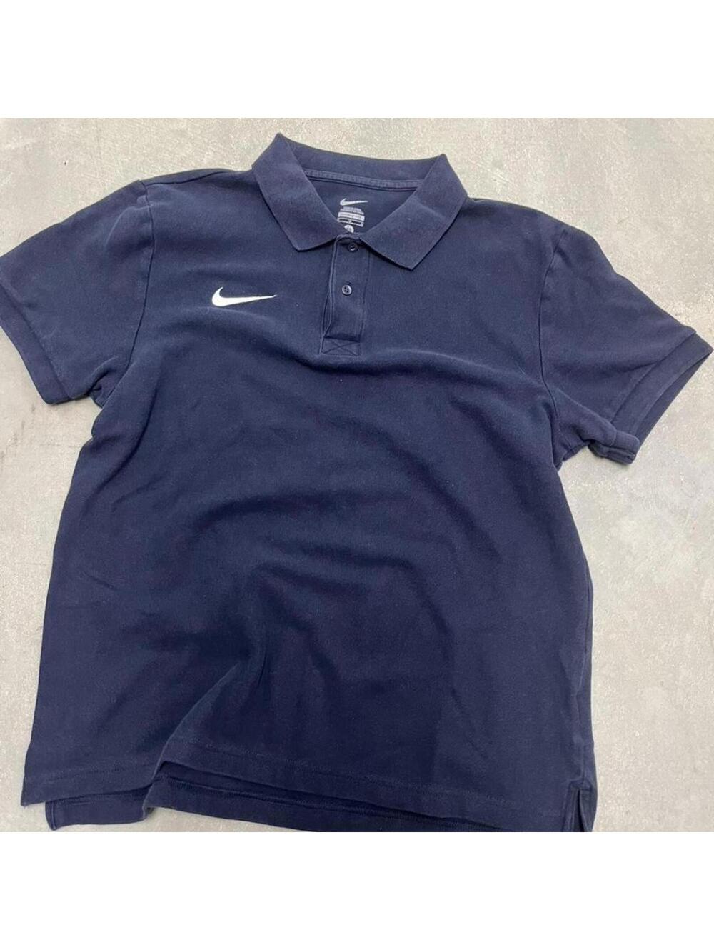 Nike Polo Shirt Navy Blue Swoosh Dri Fit Golf Casual Short Sleeve Mens Medium